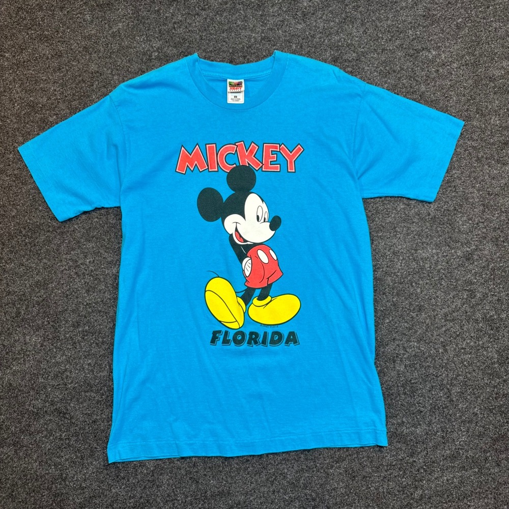 Fruit of the Loom Mickey Mouse Florida T-Shirt Blue Large Disney Graphic Tee